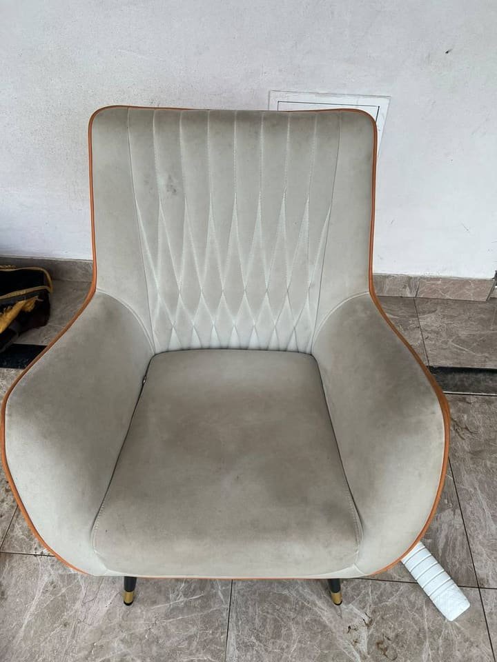 Before: Armchair before and after cleaning.